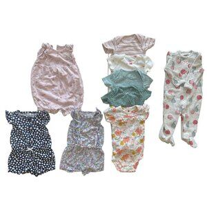 Baby Girl 6-9 Months Clothes Summer Lot Onsies Rompers sleeper Bundle 9 Pieces